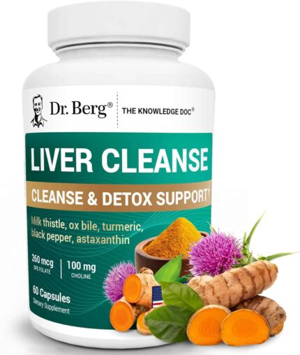 Dr. Berg Liver Cleanse Detox Milk Thistle Ox Bile & Folate Liver Turmeric Choline 60 Caps
