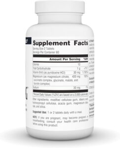 Source Naturals Ultra-Mag+B6 (Magnesium Citrate+Glycinate+Malate+Taurate Complex) 120 Tablets - Görsel 2