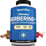 Nutrivein Premium Berberine HCL 1200 mg Ceylon Cinnamon Defenses, Digestion, & Metabolism - 120 Caps