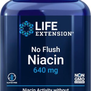 Life Extension No Flush Niacin İnositol B3 Heart Health Cholesterol Energy Support 640 mg 100 Caps