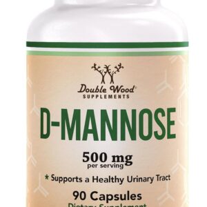 Double Wood D Mannose 500mg - 99.9% Purity Tested for Urinary Tract 90 Caps