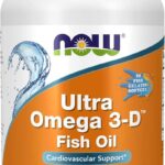 NOW Ultra Omega 3-D™, Omega 3 Fish Oil 1200 mg EPA 600 DHA 300 + Vitamin D-3 90 Softgels