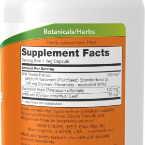 NOW Foods Silymarin Milk Thistle Extract 300 mg with Artichoke and Dandelion, Double Strength, Supports Liver Function 200 Veg Caps
