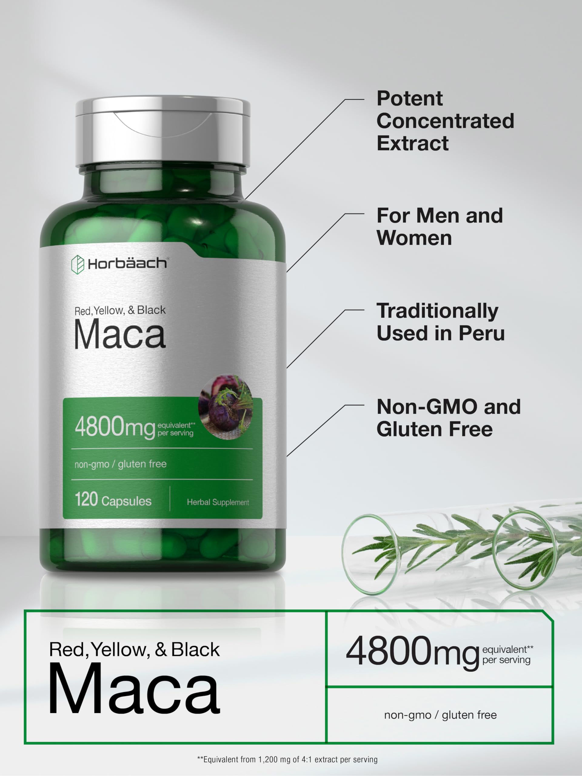 Horbäach Maca Root Matcha 4800mg | 120 Capsules - Görsel 2