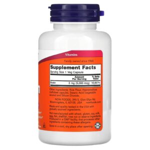 NOW Foods, Biotin, 5,000 mcg, 120 Veg Capsules - Görsel 2