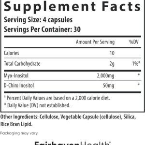Fairhaven Health Myo-Inositol D-Chiro Inositol for Women 40:1 Female Fertility for Women and Hormone Balance 120 Caps