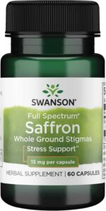 Swanson Full Spectrum Saffron Safran Whole Ground Stigmas Mood Support & Stress Management 60 Caps