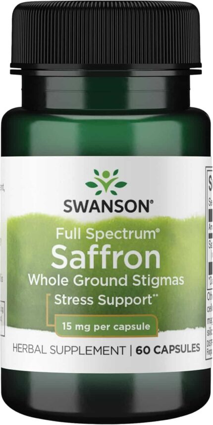 Swanson Full Spectrum Saffron Safran Whole Ground Stigmas Mood Support & Stress Management 60 Caps
