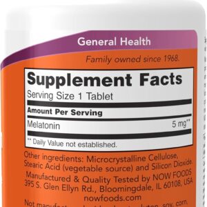 NOW Foods Melatonin 5 mg Sustained Release Formulated for a 4-Hour Release Period 120 Tablet