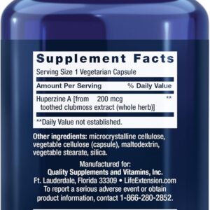 Life Extension Huperzine A Memory Health Cognitive 200 Mcg 60 Caps
