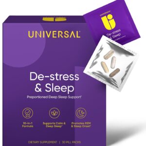 Universal U De-Stress & Sleep Multivitamin Ashwagandha & Theanine & Valerian Root & Melatonin 30 Pill Packs