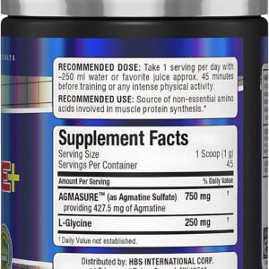 ALLMAX AGMATINE+ Powder Agmatine Sulfate with Glycine Unflavored PreWorkout Pump Supplement 45 Servings