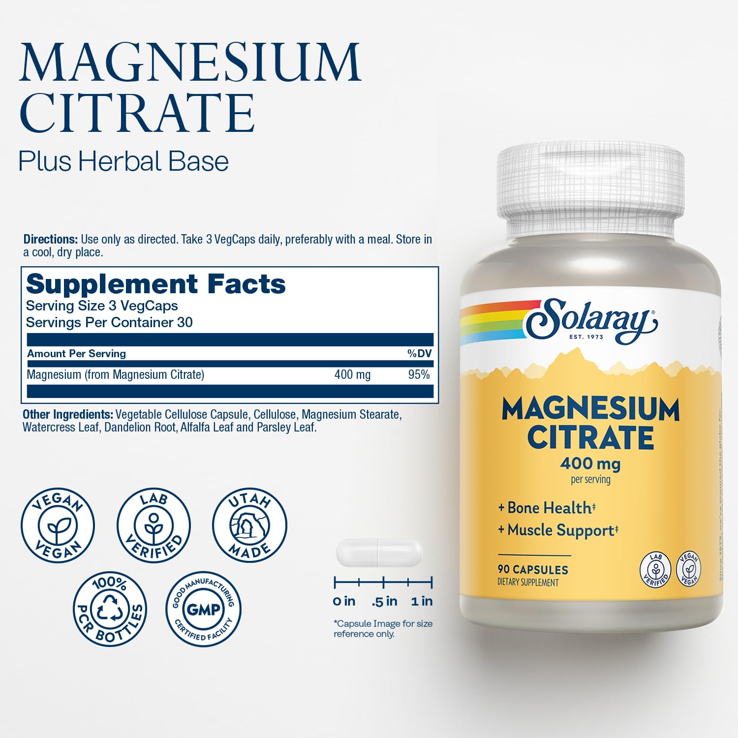 Solaray Magnesium(Magnezyum) Citrate 400 Mg 90 Caps