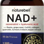 NatureBell NAD+ 11-in-1 Complex 1,500 mg NMN Alternative Resveratrol CoQ10 Hyaluronic Acid, Fisetin 240 Veggie Caps