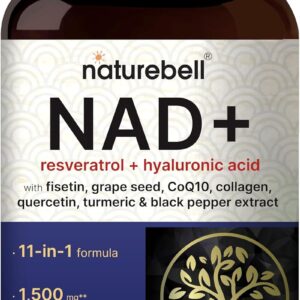 NatureBell NAD+ 11-in-1 Complex 1,500 mg NMN Alternative Resveratrol CoQ10 Hyaluronic Acid, Fisetin 240 Veggie Caps