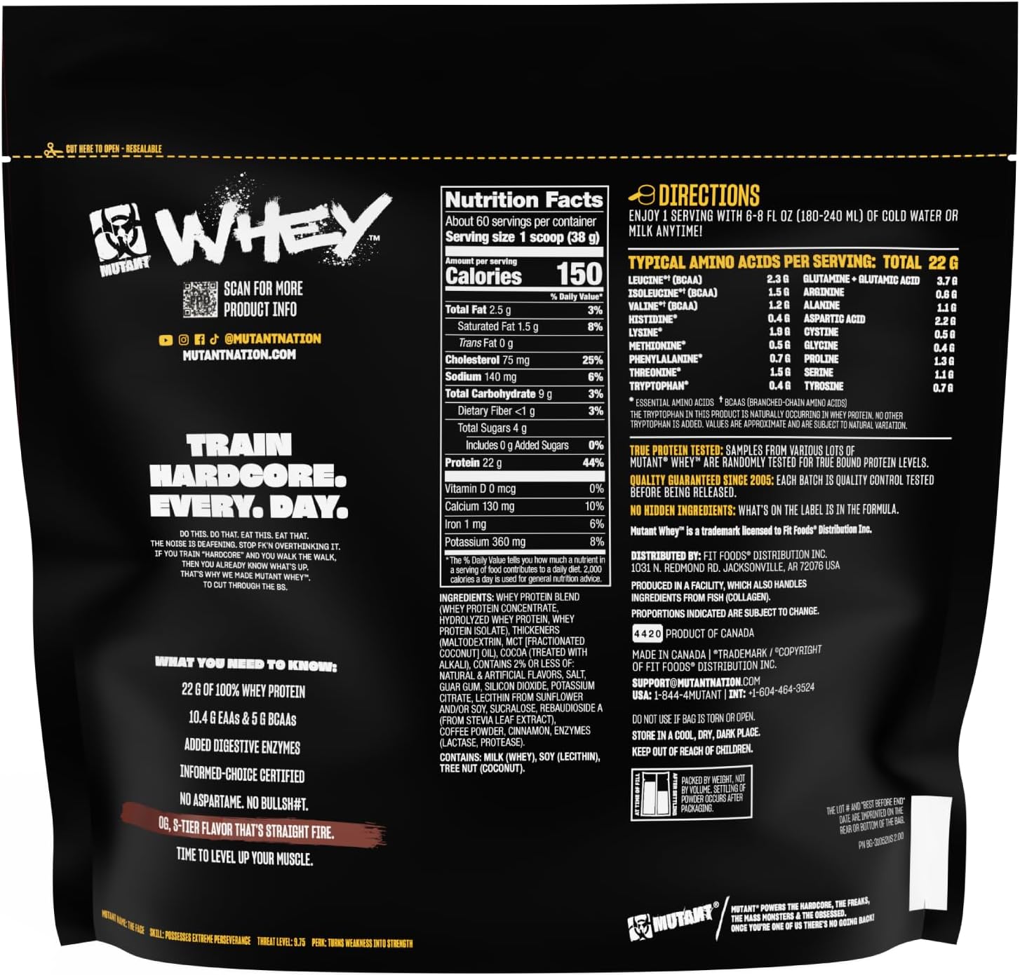Mutant Whey – 100% Whey Protein Powder Shake, Gourmet Taste, 22g of Protein, Fast Absorbing, Easy Digesting 5lbs - Triple Chocolate - Görsel 3