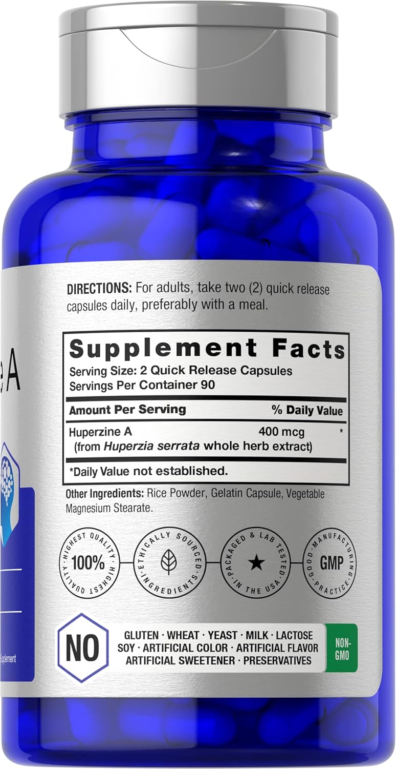 Horbaach Huperzine(Huperzia serrata) A 400mcg | 180 Capsules | Non-GMO, Gluten Free - Görsel 4