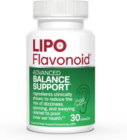 Lipo Flavonoid Balance Support Inner Ear Health Vertigo Relief with Ginkgo Biloba Bioflavonoids, & B Vitamins - Reduces Dizziness Spinning Swaying
