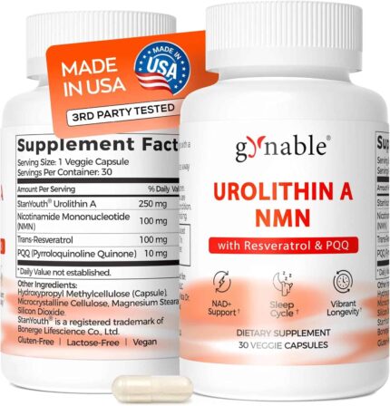 Gynable Patented Urolithin NMN Trans-Resveratrol & PQQ4-IN-1 Complex 30 Caps