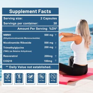 inGreens NMNH Alternative with TMG, Resveratrol, COQ10, NAD Anti Aging, Energy, Boost 500mg 60 Caps - Görsel 6