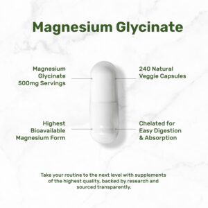 Deal Supplement Magnesium Glycinate 500mg, 240 Veggie Capsules - Görsel 2