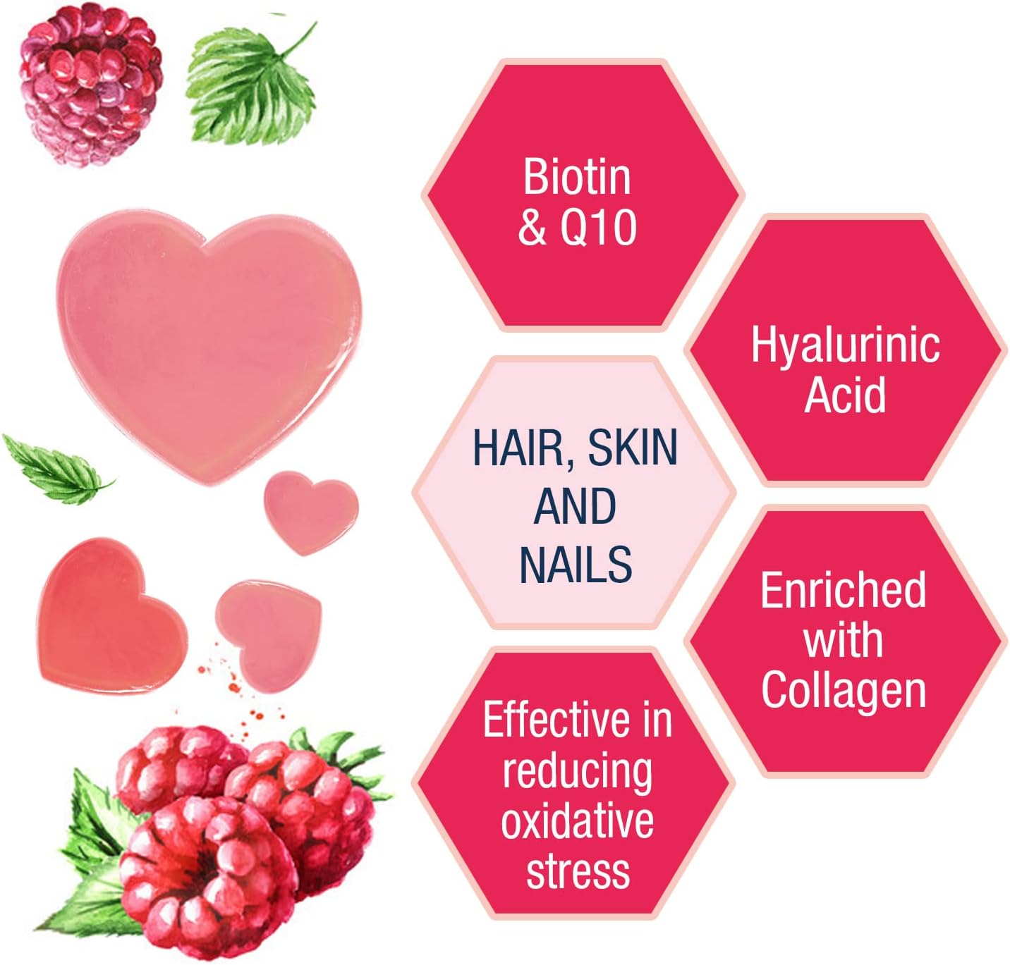 Weider Beauty Gummies - Nourishes Hair Skin Anti-ageing Q19 biotin -Vitamin C - zinc hyaluronic acid 40 gum - Görsel 4