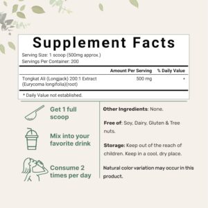 Micro Ingredients Tongkat Ali 200:1 Extract Powder 100 gr - 200 Servis - Görsel 3