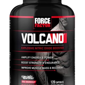 Force Factor Volcano PreWorkout Nitric Oxide Booster for Men with Creatine and L-Citrulline Pump 120 Capsules