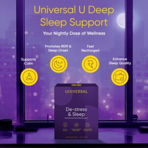 Universal U De-Stress & Sleep Multivitamin Ashwagandha & Theanine & Valerian Root & Melatonin 30 Pill Packs