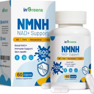 inGreens NMNH Alternative with TMG, Resveratrol, COQ10, NAD Anti Aging, Energy, Boost 500mg 60 Caps