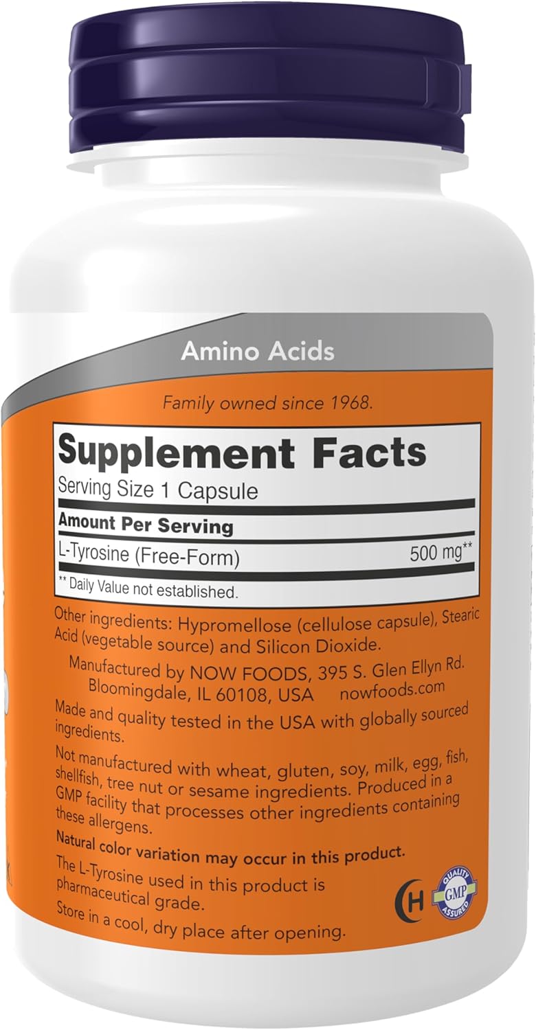 NOW Foods L-Tyrosine 500 mg - 120 Caps - Görsel 2
