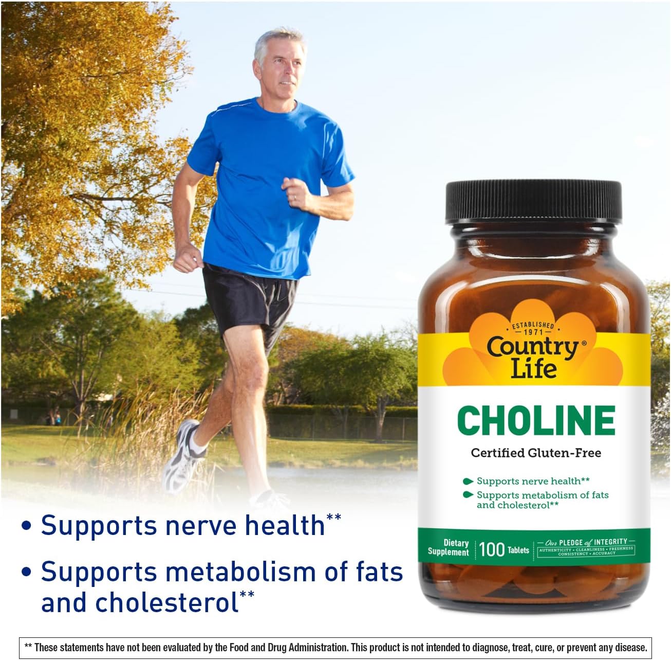 Country Life Choline Nerve Health 266 mg 100 Tablet - Görsel 2