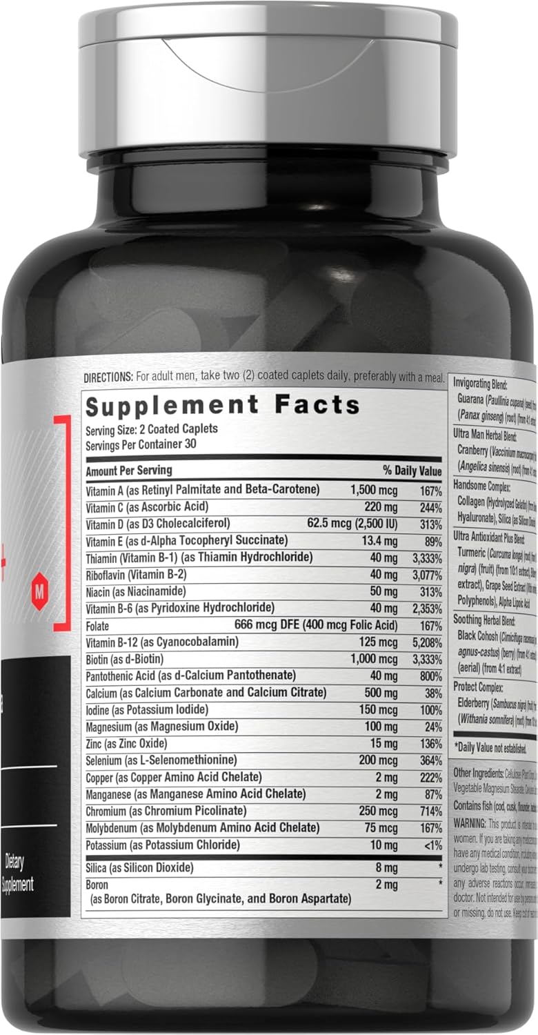 Horbaach Mens Multivitamin 50 Plus 60 Caplet Calcium Magnesium Molybdenum Vitamin A, B, C, D & E 50+ - Görsel 5
