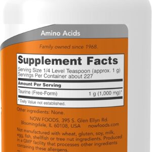 NOW Foods Taurine Pure Powder Nervous System Health Amino Acid 1000 mg 227 Gram