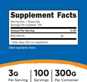 Nutricost Beta Alanine Powder 300 Grams (10.7oz) - 3 Grams Per Serving - Görsel 2