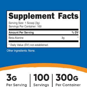 Nutricost Beta Alanine Powder 300 Grams (10.7oz) – 3 Grams Per Serving