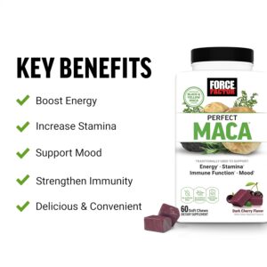 Force Factor Perfect Maca DIM+Saffron+Black Maca Antioxidants 60 Soft Chews - Görsel 2