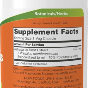NOW Foods Immune Support Supplements, Astragalus Extract 500 mg 90 Veg Capsules
