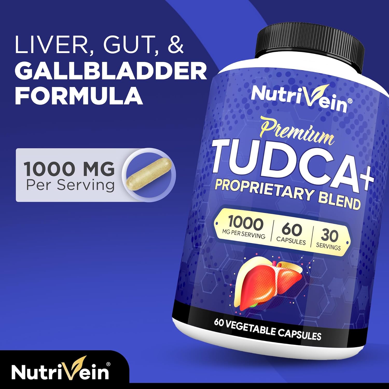 Nutrivein TUDCA+Milk Thistle Liver Wellness Support Supplement 1000 MG – 60 Caps