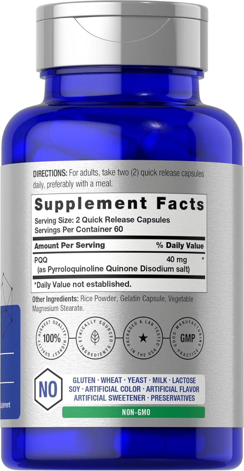 Horbäach PQQ 40 mg 120 Caps Maximum Strength Pyrroloquinoline Quinone Disodium Salt - Görsel 2