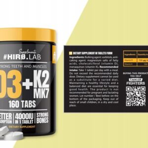 HIROLAB Vitamin D3 4000IU K2 MK7 160tabs.