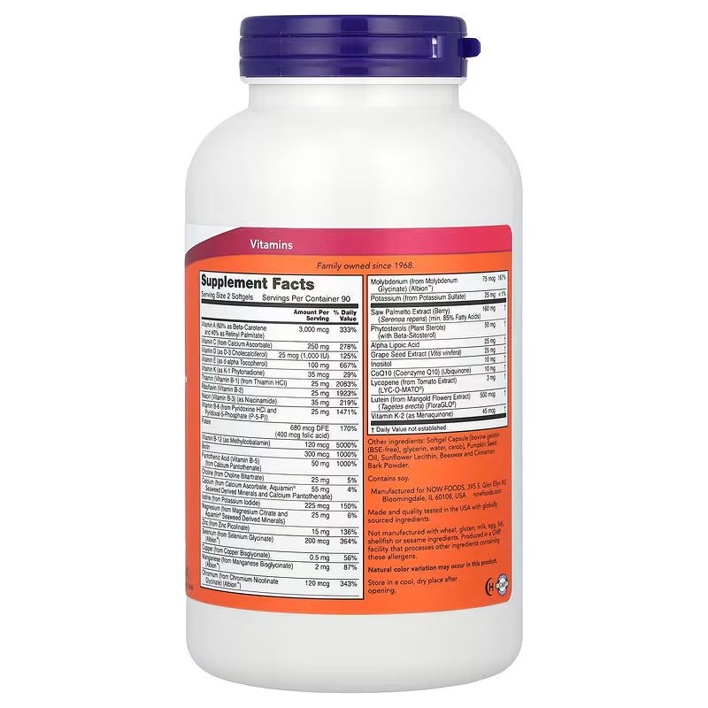 NOW Foods ADAM Superior Vitamin Men’s Multivitamin 180 Softgels