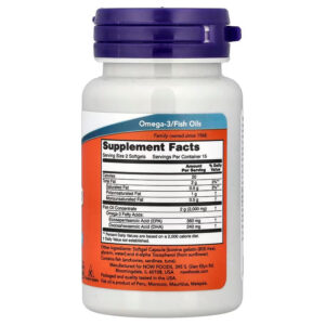 NOW Foods, Omega-3 Fish Oil, 1,000 mg, 30 Softgels - Görsel 2