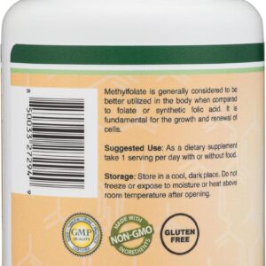 Double Wood Methylfolate 1,000mcg, 120 Caps Methylated Folate More Active Form of Folate Than Folic Acid