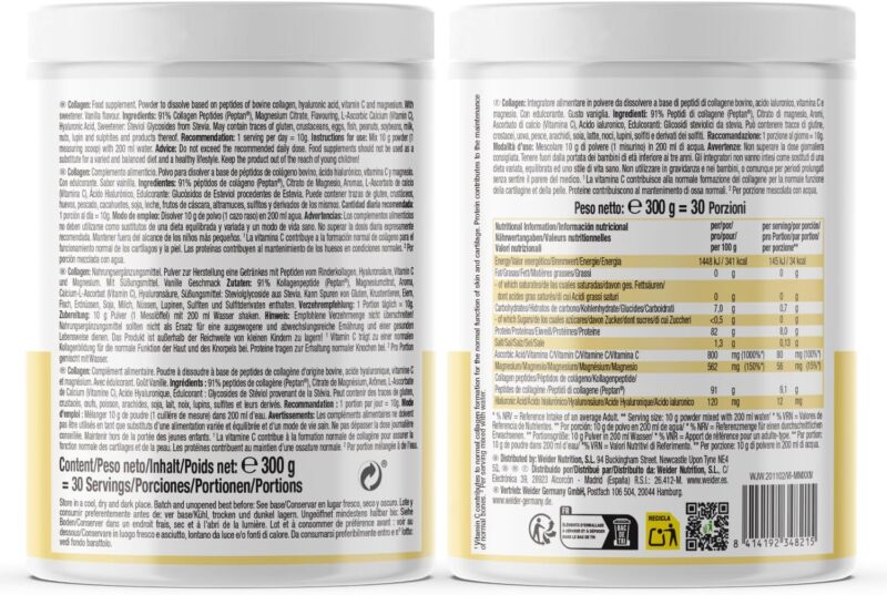 Weider Collagen(Kolajen) Vanilla Hydrolysed Collagen 100%  Mag Vitamin C Sugar-Free Skin Bones Hair - Görsel 3