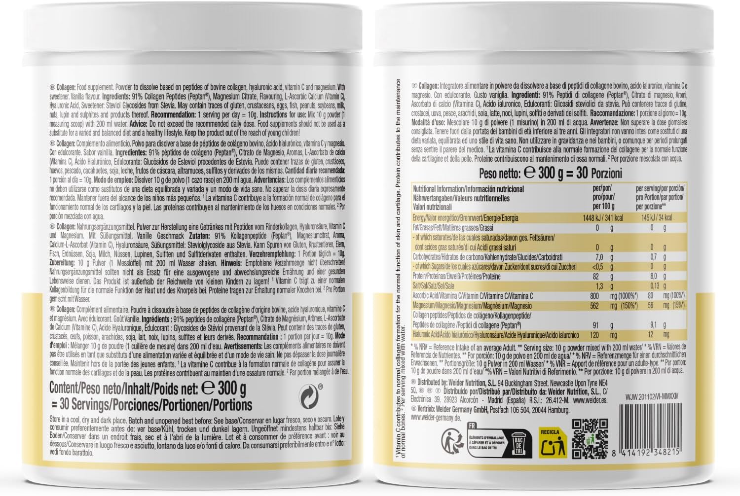 Weider Collagen(Kolajen) Vanilla Hydrolysed Collagen 100% Mag Vitamin C Sugar-Free Skin Bones Hair - Görsel 3