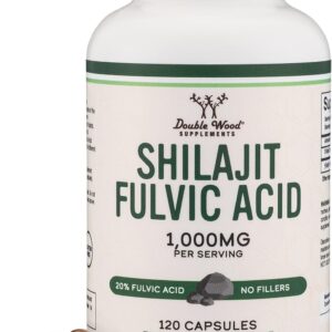 DOUBLE WOOD Shilajit Resin 1000 Mg (20% Fulvic Acid Supplement) 120 Caps