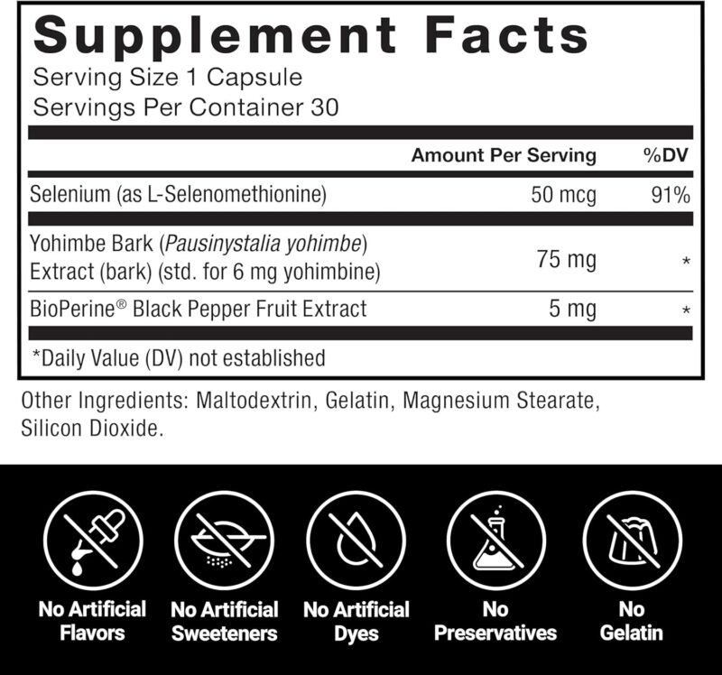 Force Factor Yohimbine 6 mg 30 Caps - Görsel 4