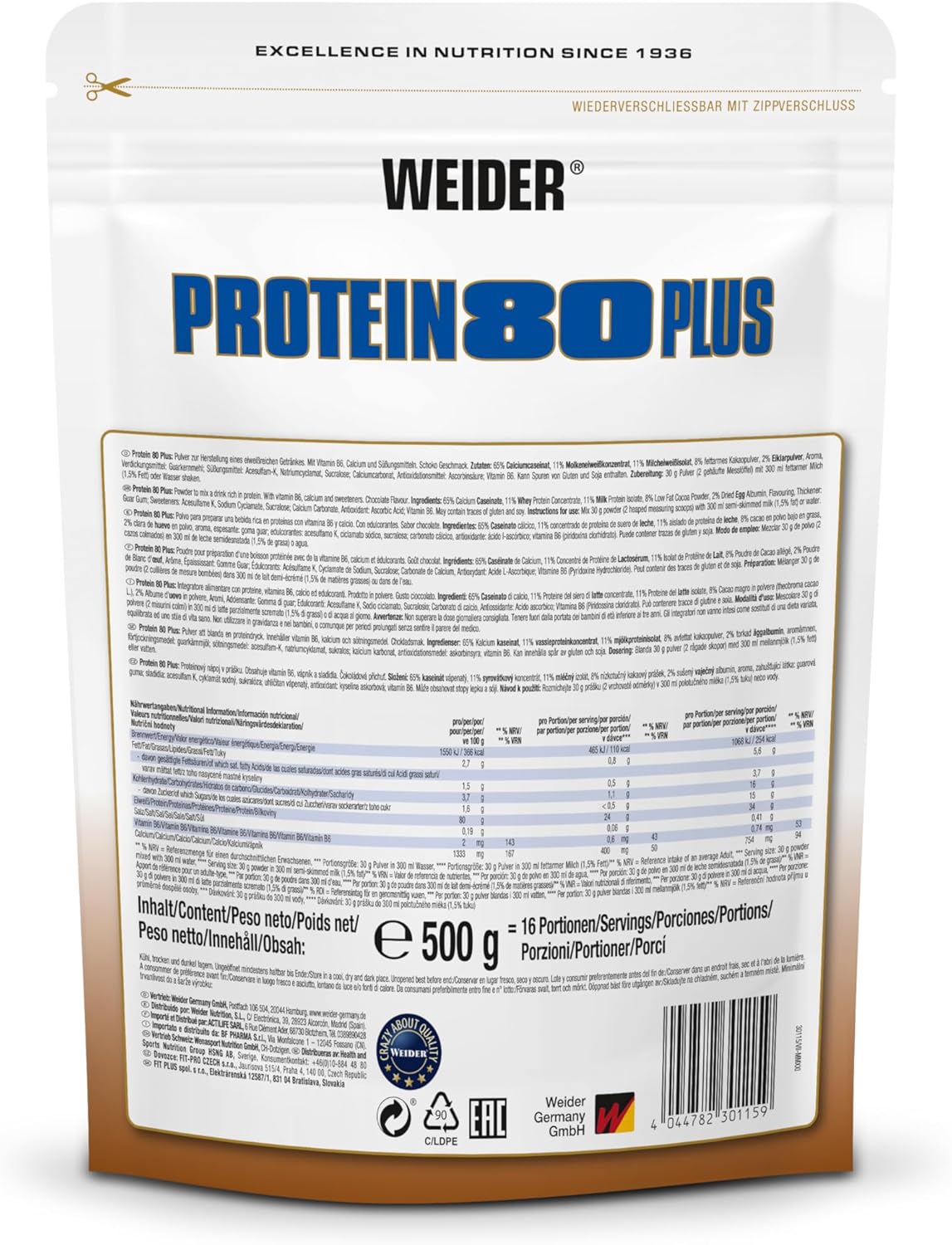 Weider 80 Plus Casein + İsolate + Whey + Egg (Yumurta) Komplex Protein 500 Gram - Görsel 3