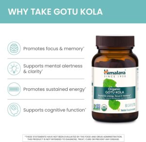 Himalaya Organic Gotu Kola Nootropic with Adaptogens for Energy, Focus, Memory Brain Cognitive 90 Caplet - Görsel 2